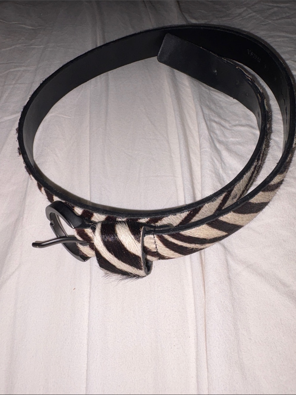 Via Spiga Zebra Print Haircalf Women's Belt - Black and White